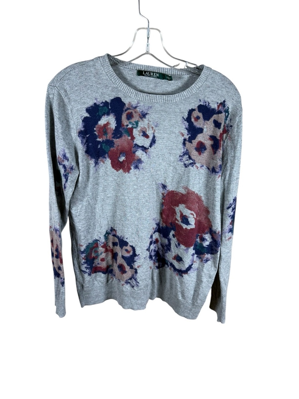 Ralph Lauren Gray Sweater with Subtle Floral Accents